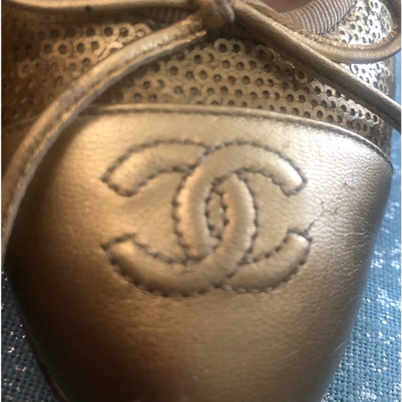 RARE❤️Chanel Gold sequined ballet flats ❤️ size 38 made in Italy - Picture 2 of 14
